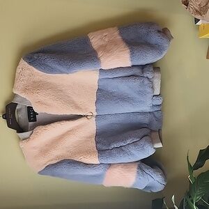 Womens   Jacket - Cream and Blue